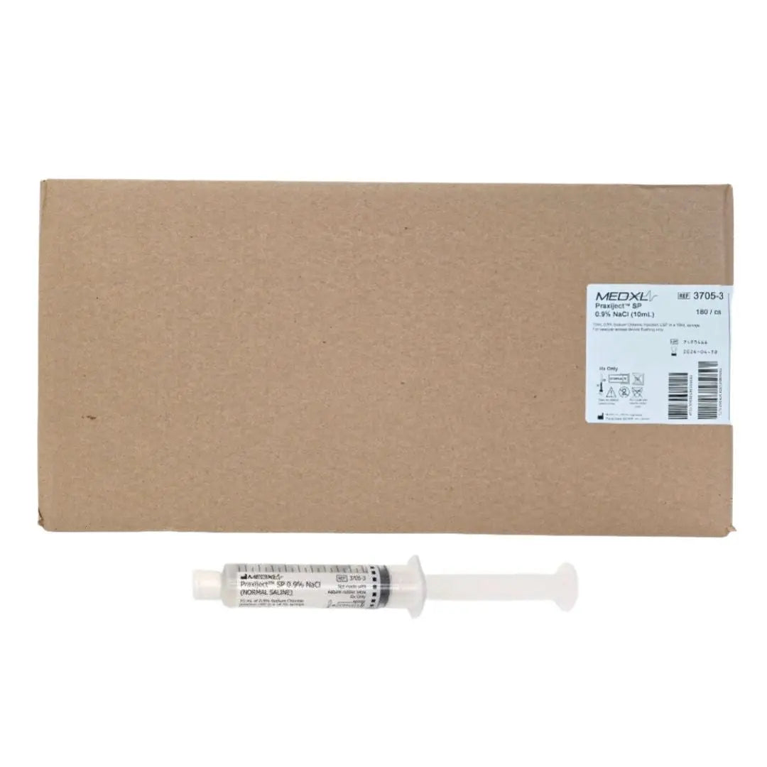 Amsino MEDXL Prefilled Saline Syringe Praxiject SP 0.9% NaCl (10mL) Disposable 3705-3 180/cs MEDXL