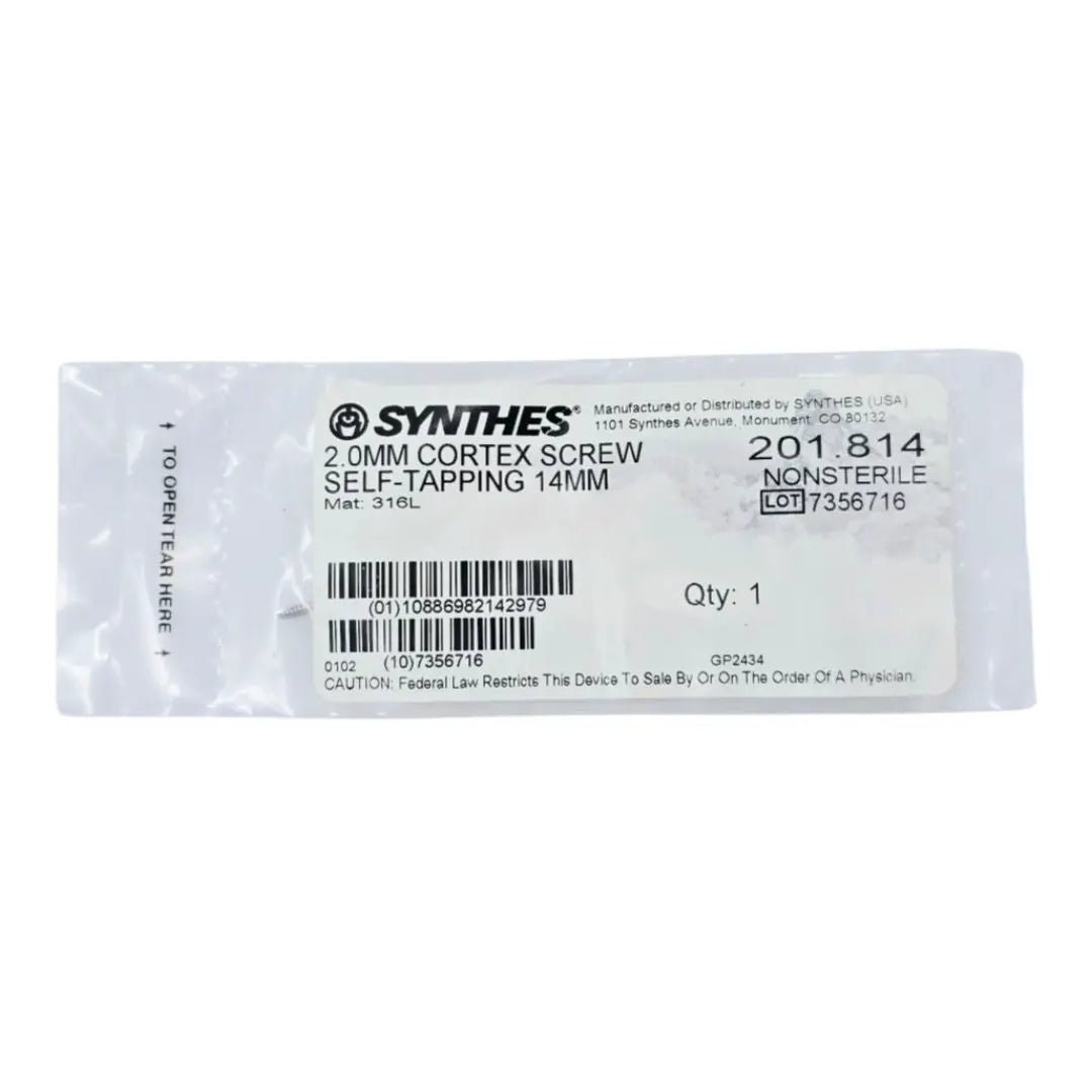 Synthes 201.814 2.0mm Cortex Screw Self-Tapping 14mm Synthes