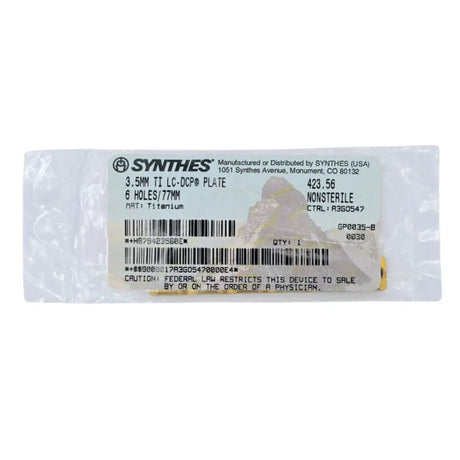 Synthes 423.56 3.5mm Ti LC-DCP Plate 6 Holes/77mm Synthes