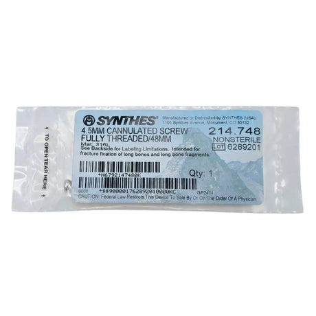 Synthes 214.748 4.5mm Cannulated Screw Fully Threaded/48mm Synthes
