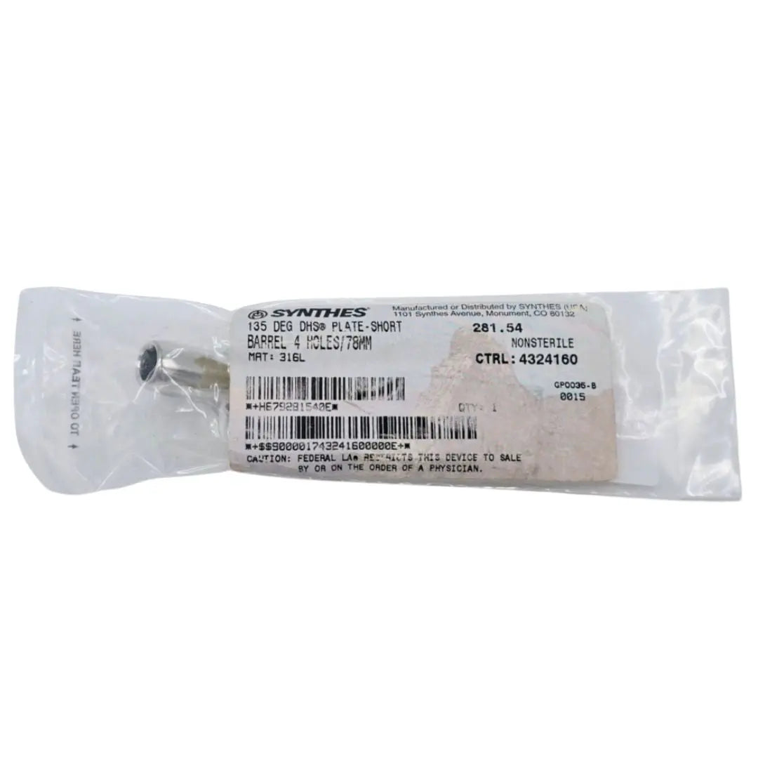 Synthes 281.54 135° DHS Plate-Short Barrel 4 Holes/78mm Synthes