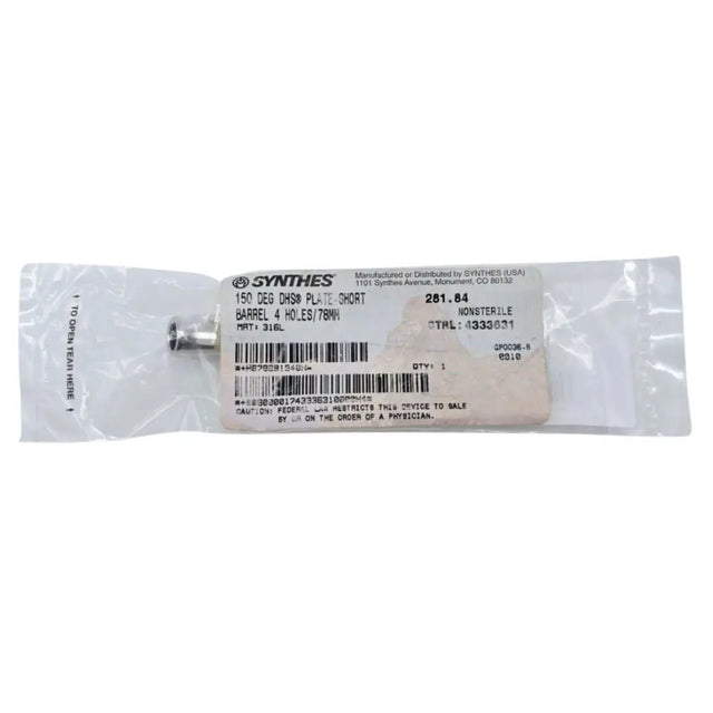 Synthes 281.84 150° DHS Plate-Short Barrel 4 Holes/78mm Synthes