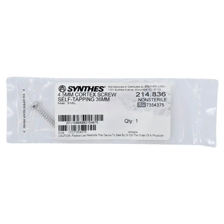 Synthes 214.836 4.5mm Cortex Screw Self-Tapping 36mm Synthes