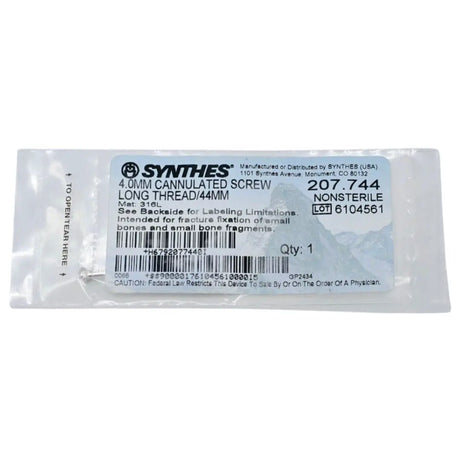 Synthes 207.744 4.0mm Cannulated Screw Long Thread/44mm Synthes