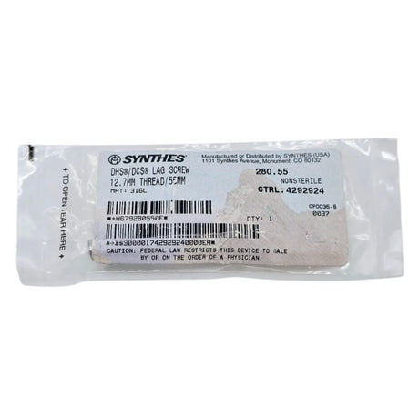 Synthes 280.55 DHS/DCS Lag Screw 12.7mm Thread/55mm Synthes