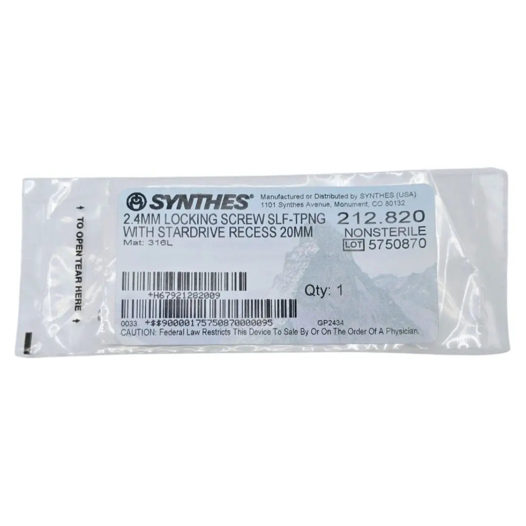 Synthes 212.820 2.4mm Locking Screw Self-Tapping with Stardrive Recess 20mm Synthes