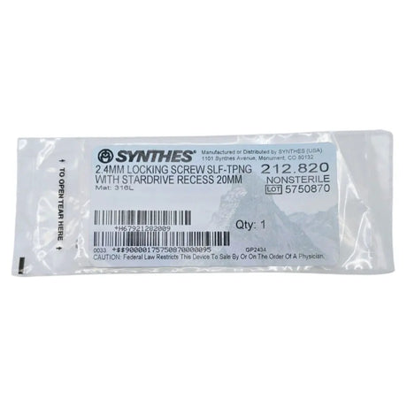 Synthes 212.820 2.4mm Locking Screw Self-Tapping with Stardrive Recess 20mm Synthes