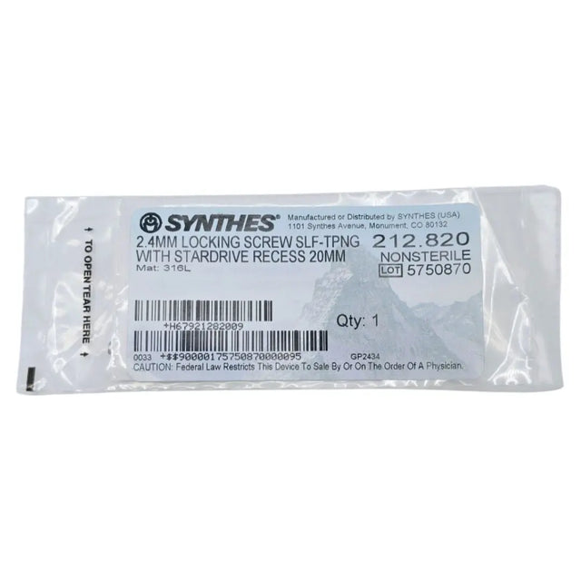 Synthes 212.820 2.4mm Locking Screw Self-Tapping with Stardrive Recess 20mm Synthes