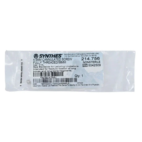 Synthes 214.756 4.5mm Cannulated Screw Fully Threaded/56mm Synthes