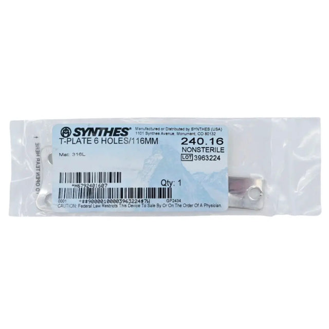 Synthes 240.16 T-Plate 6 Holes/116mm Synthes