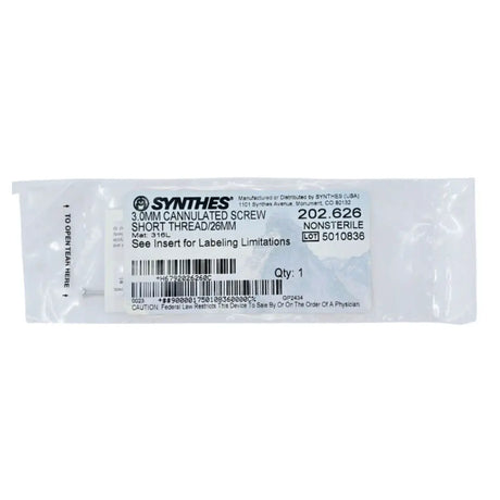 Synthes 202.626 3.0mm Cannulated Screw Short Thread/26mm Synthes