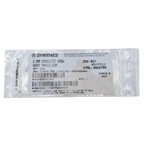 Synthes 202.623 3.0mm Cannulated Screw Short Thread/23mm Synthes