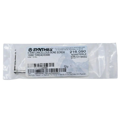 Synthes 216.090 6.5mm Cancellous Bone Screw 16mm Thread/90mm Synthes