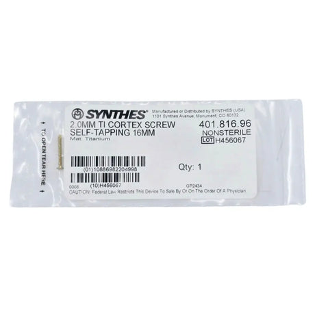 Synthes 401.816.96 2.0mm TI Cortex Screw Self-Tapping 16mm Synthes
