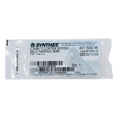 Synthes 401.509.96 2.4mm TI Cortex Screw Self-Tapping 9mm Synthes