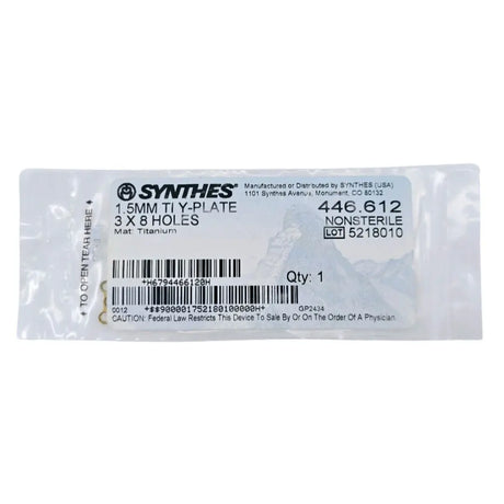 Synthes 446.612 1.5mm TI Y-Plate 3 X 8 Holes Synthes
