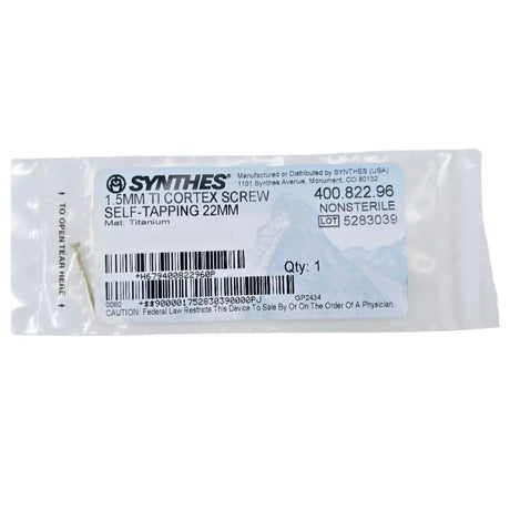 Synthes 400.822.96 1.5mm TI Cortex Screw Self-Tapping 22mm Synthes