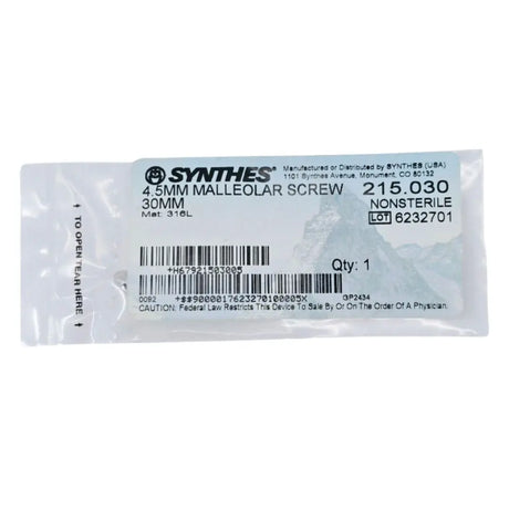 Synthes 215.030 4.5mm Malleolar Screw 30mm Synthes