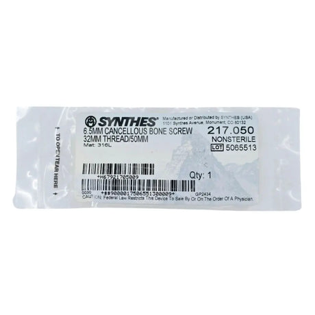Synthes 217.050 6.5mm Cancellous Bone screw 32mm Thread/50mm Synthes