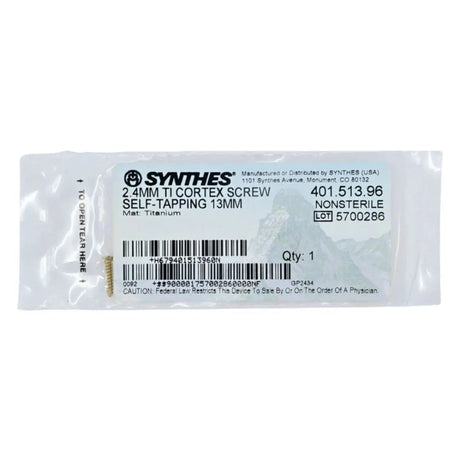 Synthes 401.513.96 2.4mm TI Cortex Screw Self-Tapping 13mm Synthes