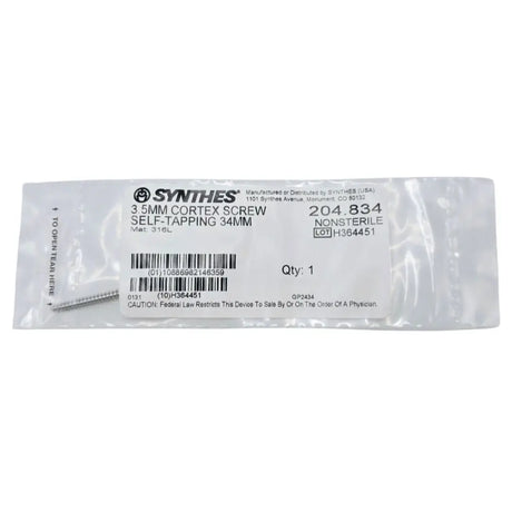 Synthes 204.834 3.5mm Cortex Screw Self-Tapping 34mm Synthes