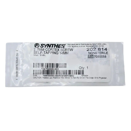 Synthes 202.814 2.7mm Cortex Screw Self-Tapping 14mm Synthes