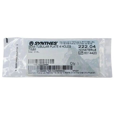 Synthes 222.04 Semi-Tubular Plate 4 Holes 71mm Synthes