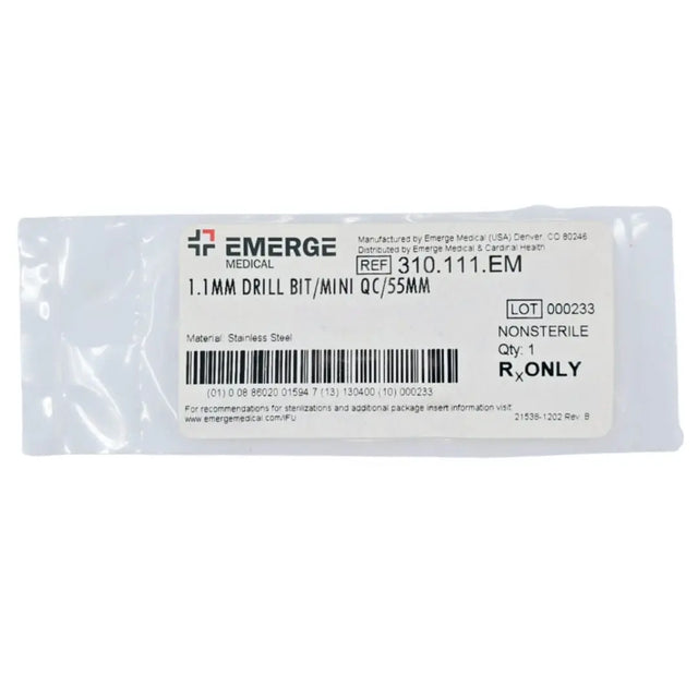 Emerge Medical 310.111.EM 1.1mm Drill Bit/Mini QC/55mm Synthes