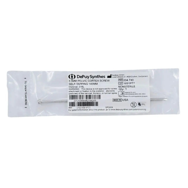 Synthes 204.740 3.5mm Pelvic Cortex Screw Self-Tapping 140mm Synthes