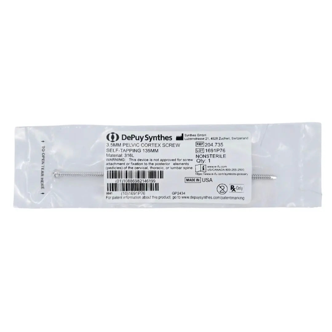 Synthes 204.735 3.5mm Pelvic Cortex Screw Self-Tapping 135mm Synthes