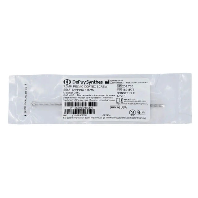 Synthes 204.735 3.5mm Pelvic Cortex Screw Self-Tapping 135mm Synthes