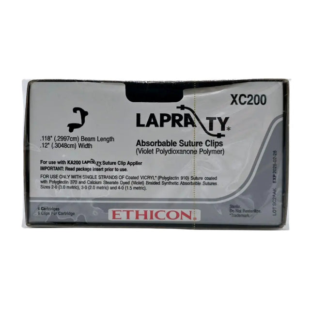 Ethicon XC200 LAPRA-TY Absorbable Suture Clips .118-.12" Box of 6 Ethicon
