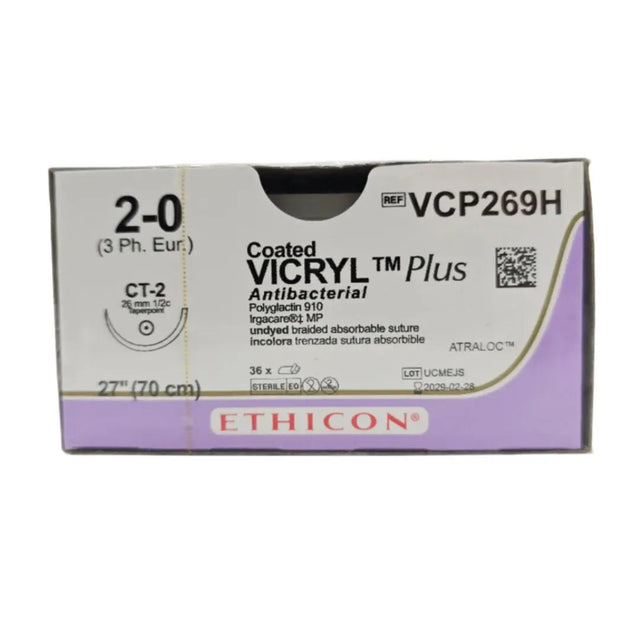 Ethicon VCP269H 2-0 Coated VICRYL Plus 1X27" CT-2 BX/36 Ethicon