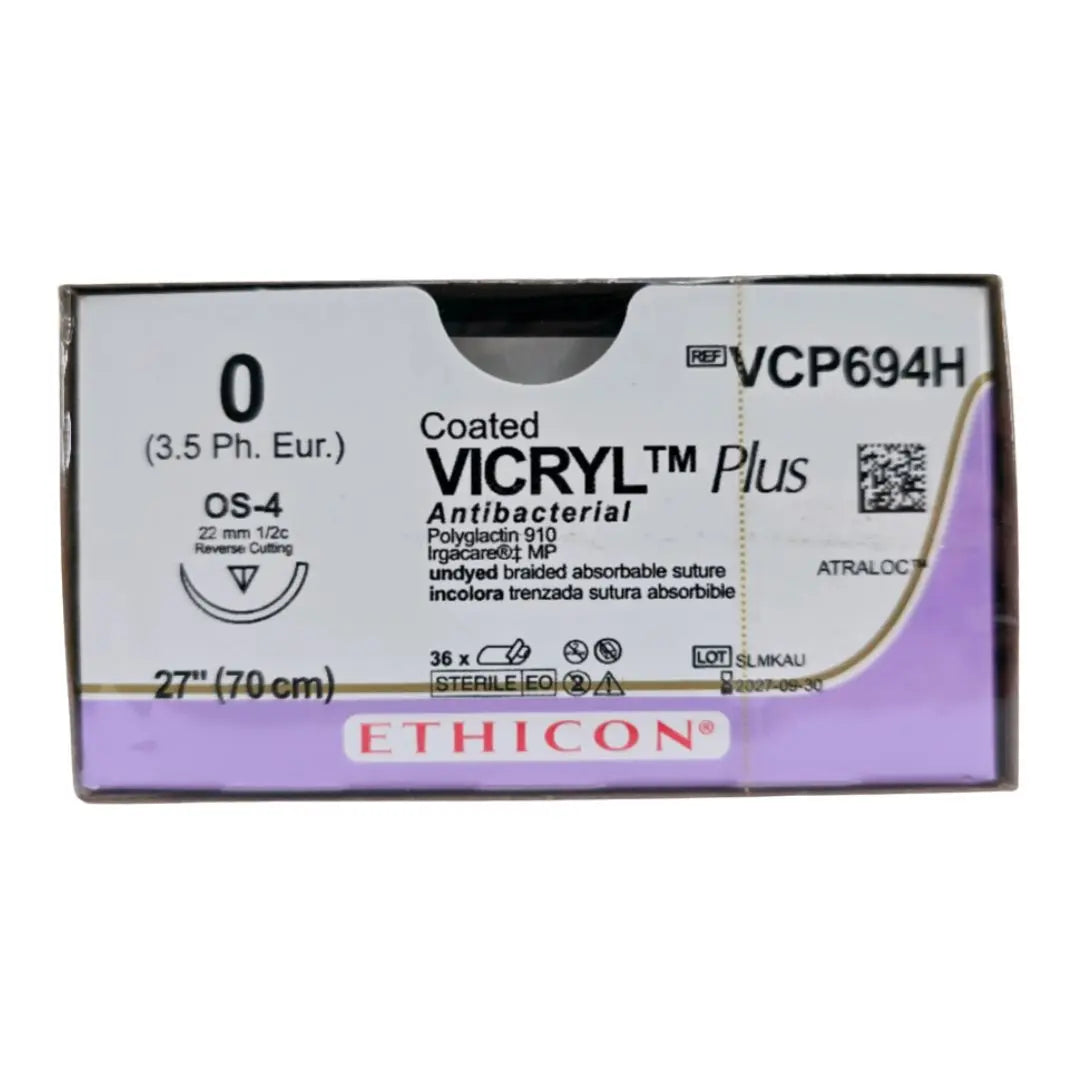 Ethicon VCP694H 0 COATED VICRYL PLUS UNDYED 1X27" OS-4 Box of 36 Ethicon
