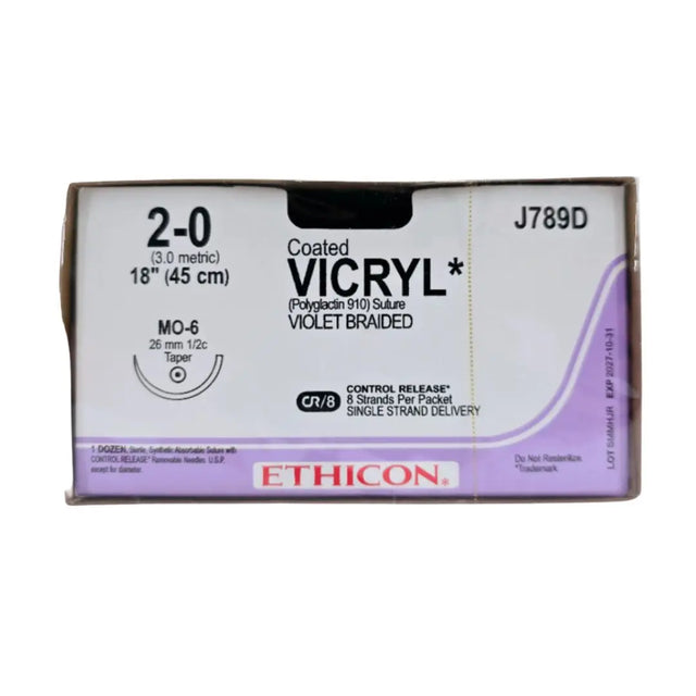 Ethicon J789D 2-0 Coated VICRYL Plus Violet 1X18" MO-6 Box of 12 Ethicon