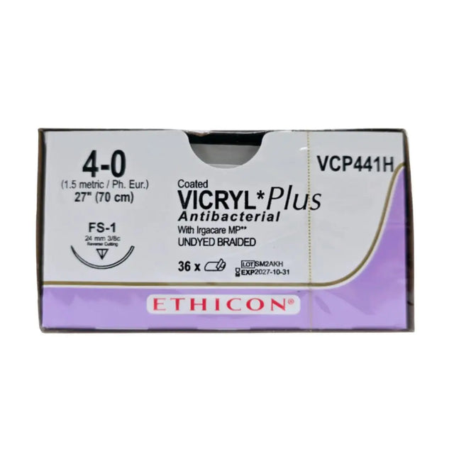 Ethicon VCP441H 4-0 COATED VICRYL PLUS UNDYED 1X27" FS-1 Box of 36 Ethicon