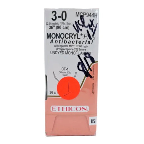 Ethicon MCP944H 3-0 Monocryl Plus Undyed 1x36" CT-1 Box Of 36 Ethicon