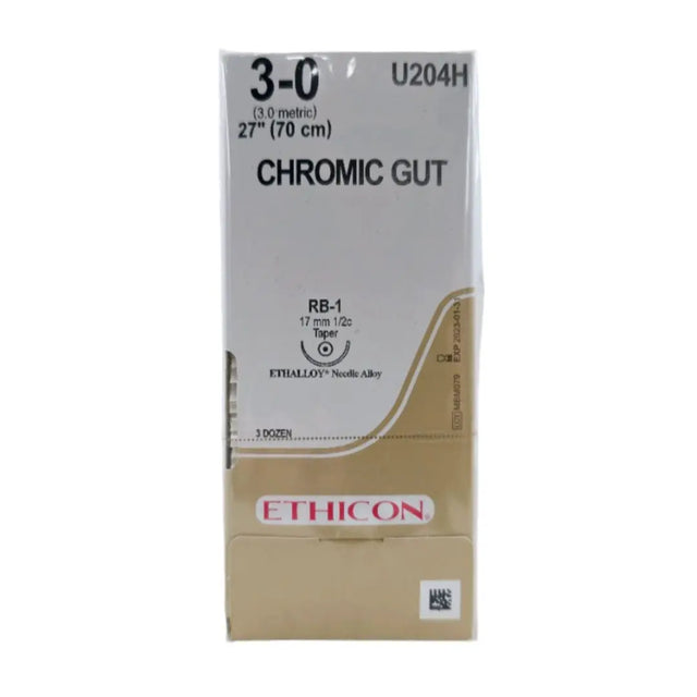 Ethicon U204H 3-0 Gut Chromic Naturally Brown 1x27" RB-1 Box of 36 Ethicon
