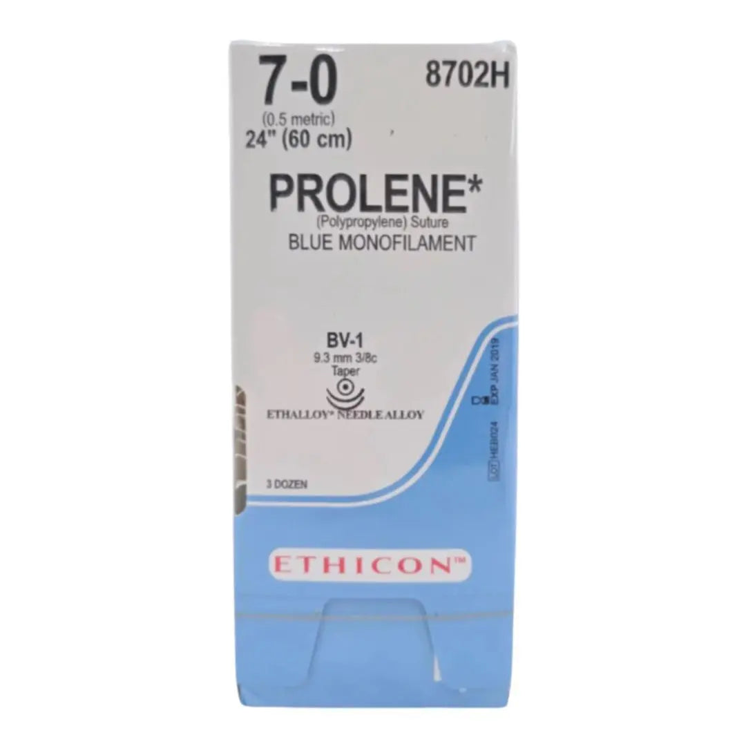 Ethicon 8702H 7-0 Prolene Blue 1x24" BV-1 Double Armed Box of 36 Ethicon