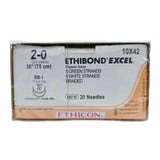 Ethicon 10X42 2-0 Ethibond Grn/wht 10x30" RB-1 Double Armed Box of 12 Ethicon