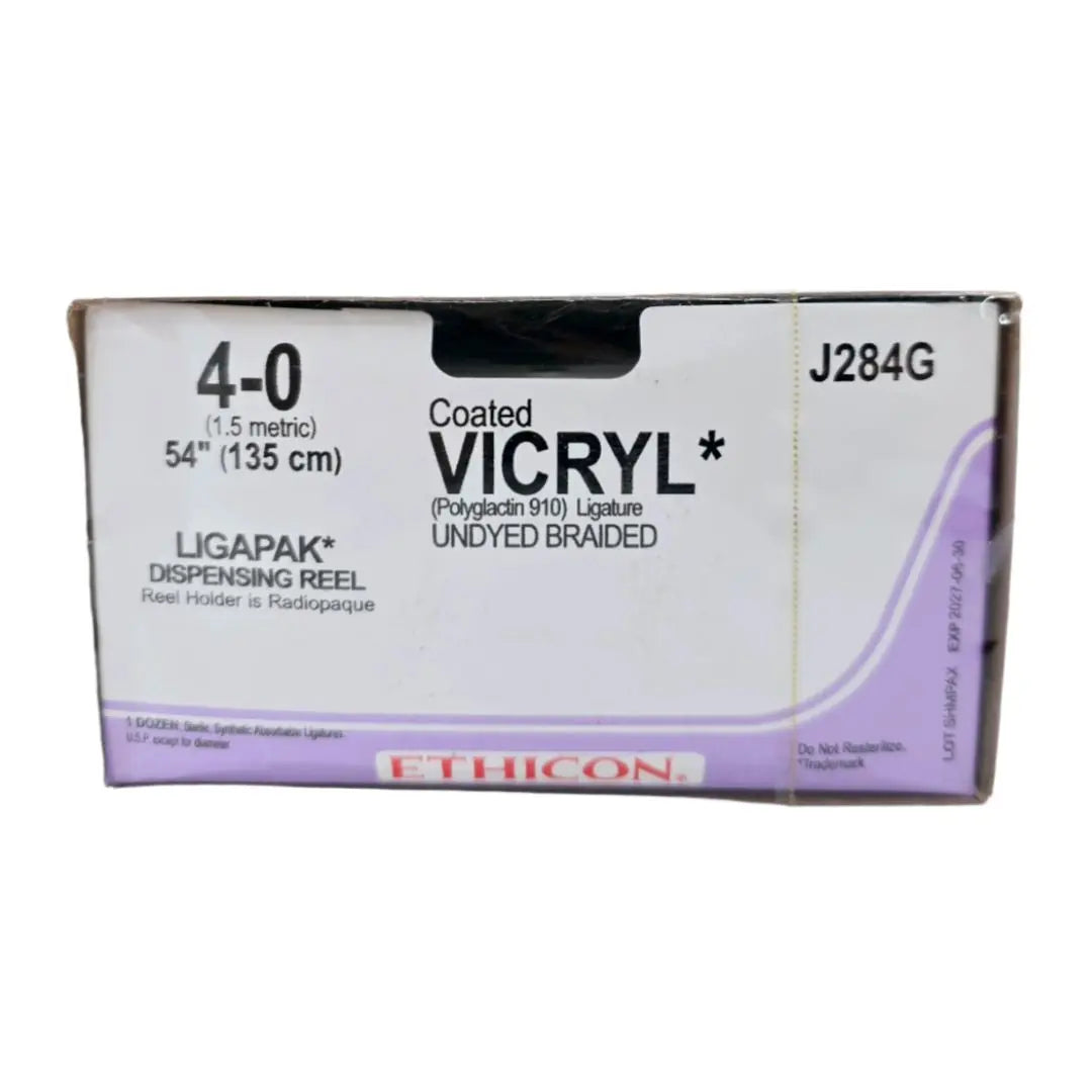 Ethicon J284G 4-0 COATED VICRYL UNDYED 54" LIGAPAK REEL Box of 12 Ethicon