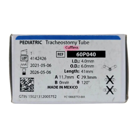 Smiths Medical 60P040 Pediatric Tracheostomy Tube Cuffless 41mm Length Smiths Medical