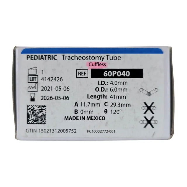 Smiths Medical 60P040 Pediatric Tracheostomy Tube Cuffless 41mm Length Smiths Medical