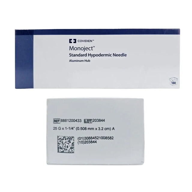 Cardinal Health 8881200433 Monoject 25G x 1-1/4" Standard Hypodermic Needle Aluminum Hub 100/BX Cardinal Health