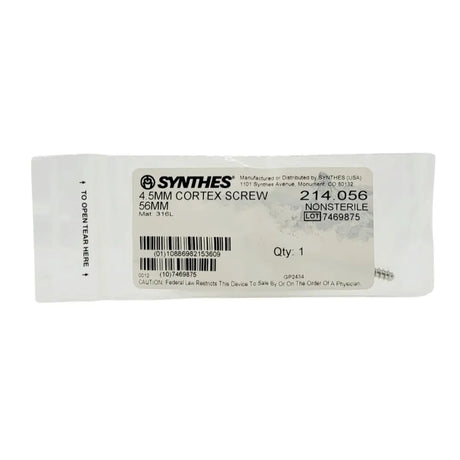 Synthes 214.056 4.5mm Cortex Screw 56mm Synthes