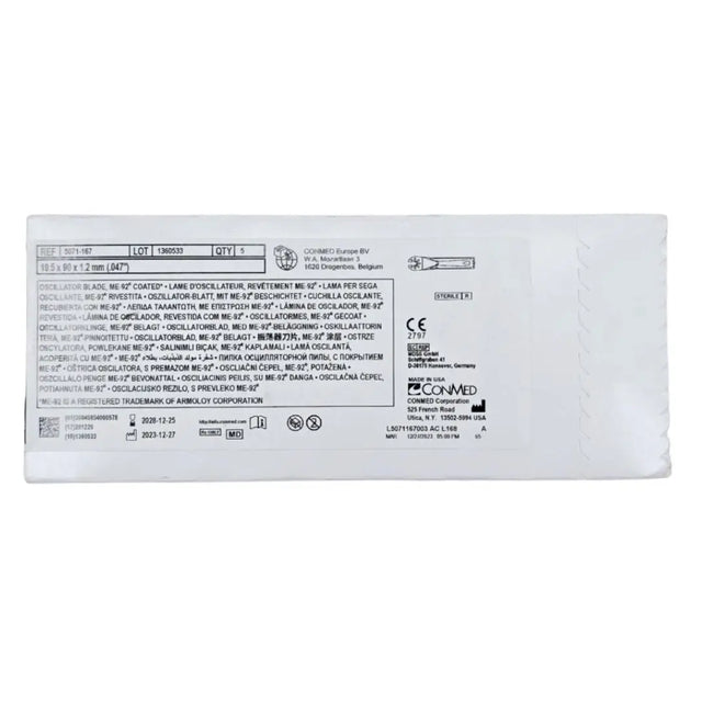 ConMed 5071-167 Large Bone Knee Blade Oscillator Blade ME-92 Coated 19.5mm x 90mm x 1.2mm (.047inch) 5/BX ConMed