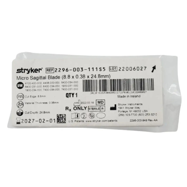 Stryker 2296-003-111S5 Micro Sagittal Blade (8.8mm x 0.38mm x 24.8mm) Stryker