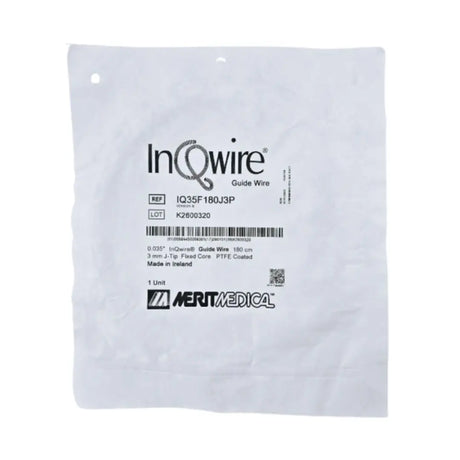 Merit IQ35F180J3P InQwire Guide Wire 3mm J-Tip Fixed Core 0.035" x 180cm Merit Medical