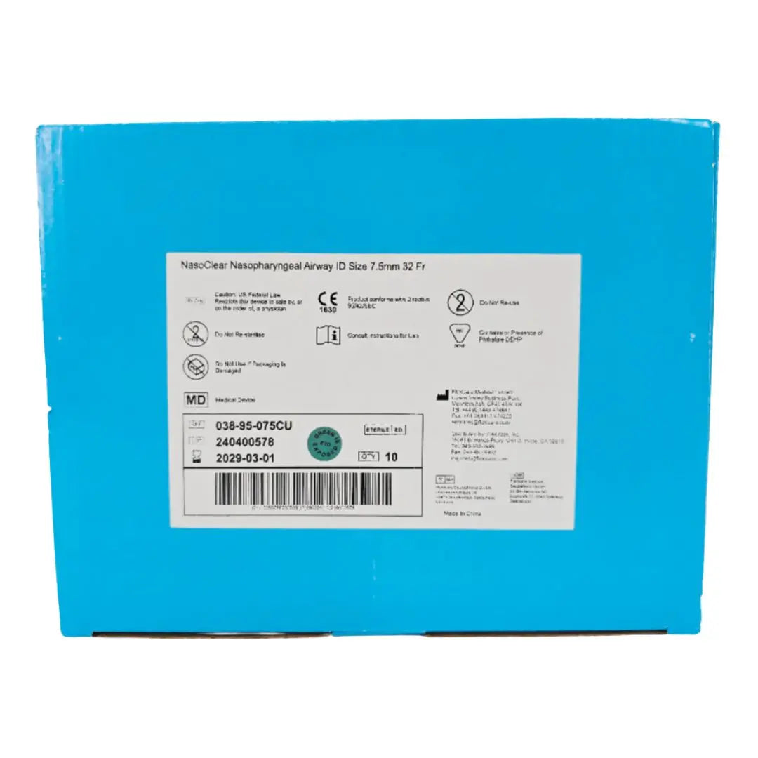 Flexicare 038-95-075CU NasoClear Nasopharyngeal Airway ID Size 7.5mm 32Fr. BX/10 Flexicare