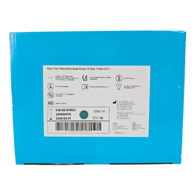 Flexicare 038-95-075CU NasoClear Nasopharyngeal Airway ID Size 7.5mm 32Fr. BX/10 Flexicare